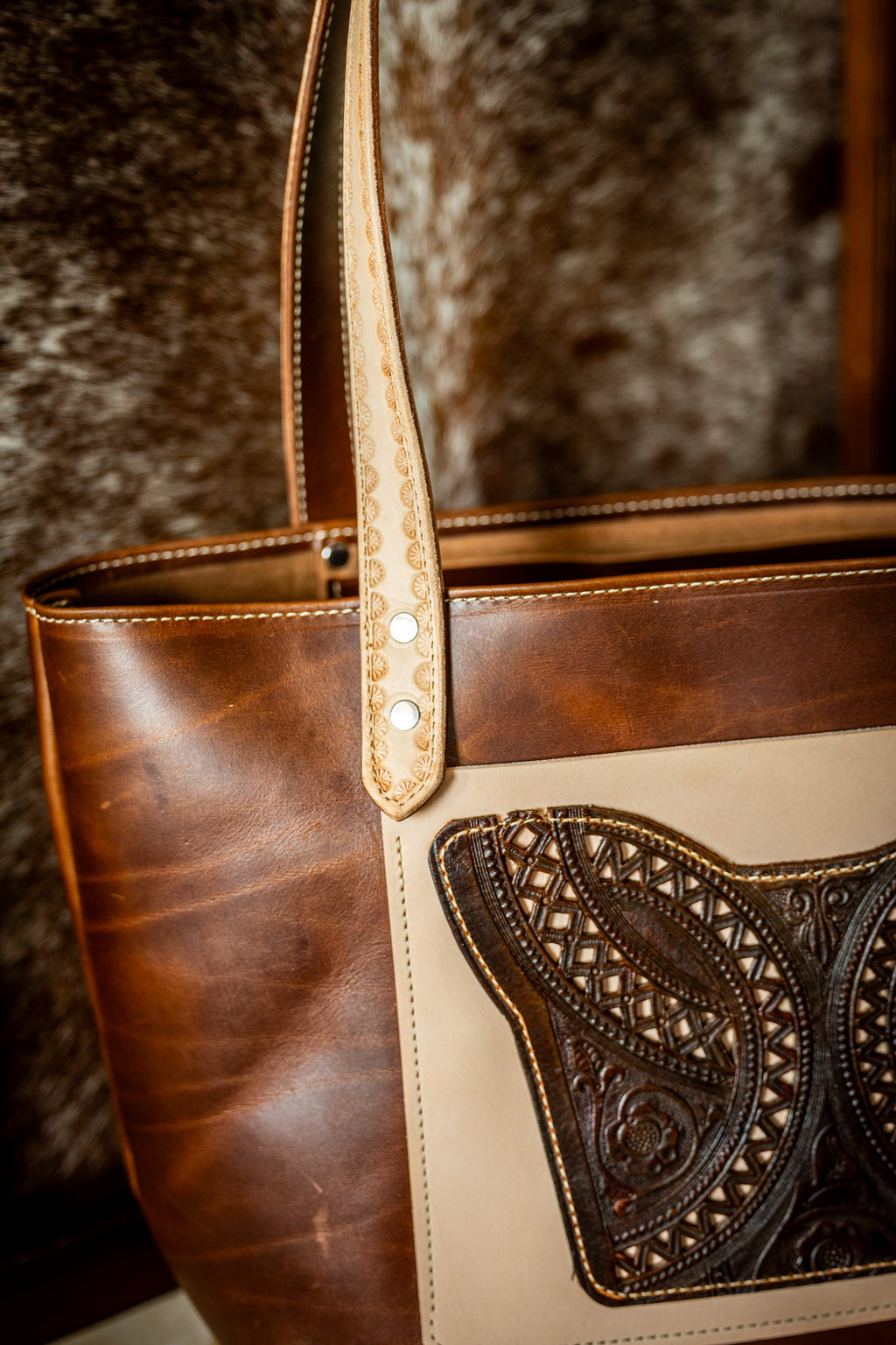 Brown Purse with antique Peruvian Saddle Leather