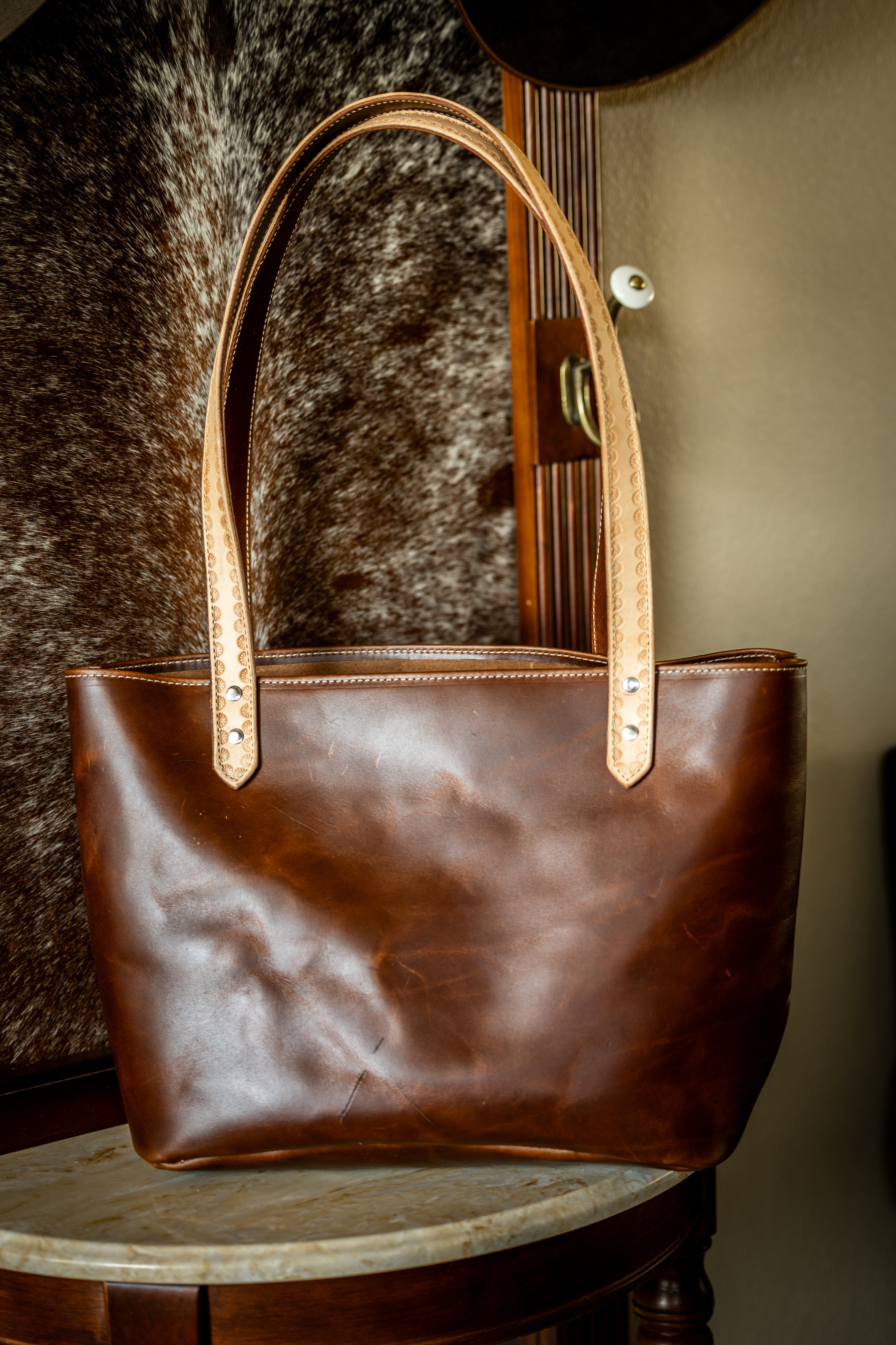 Brown Purse with antique Peruvian Saddle Leather