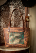 Rust Purse with Embossed Teal Pocket