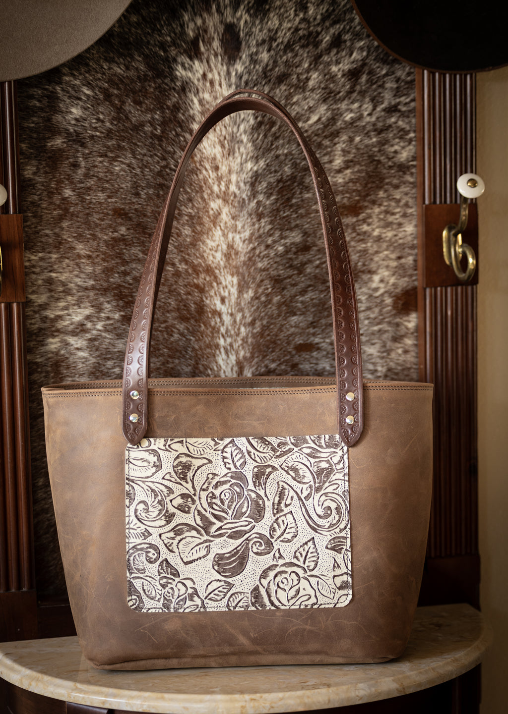 Milk Chocolate Purse with White  Rose Embossed Pockets