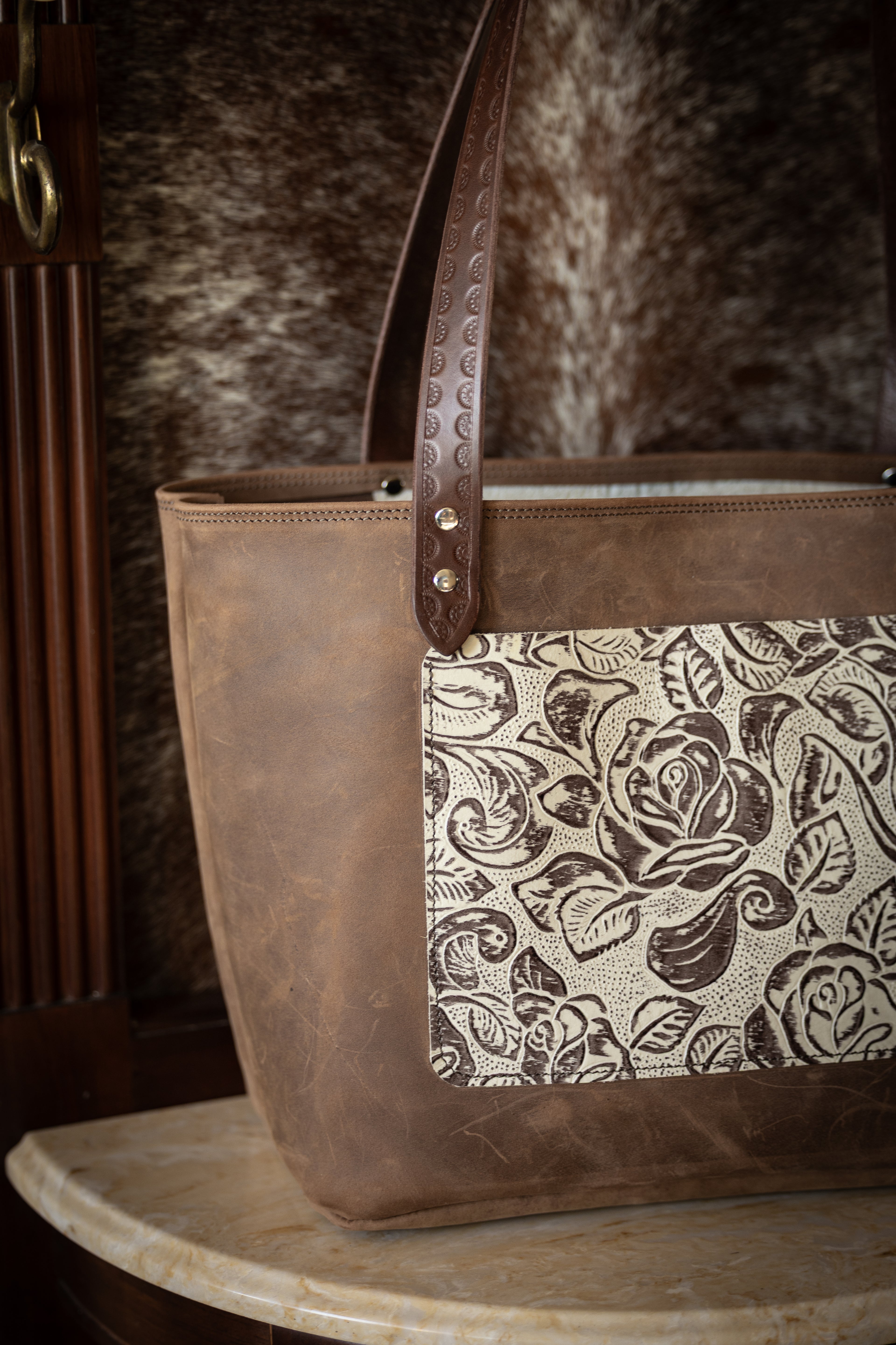 Milk Chocolate Purse with White  Rose Embossed Pockets